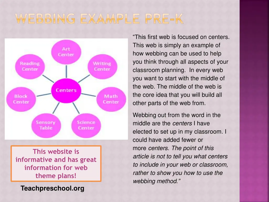 webbing example pre k