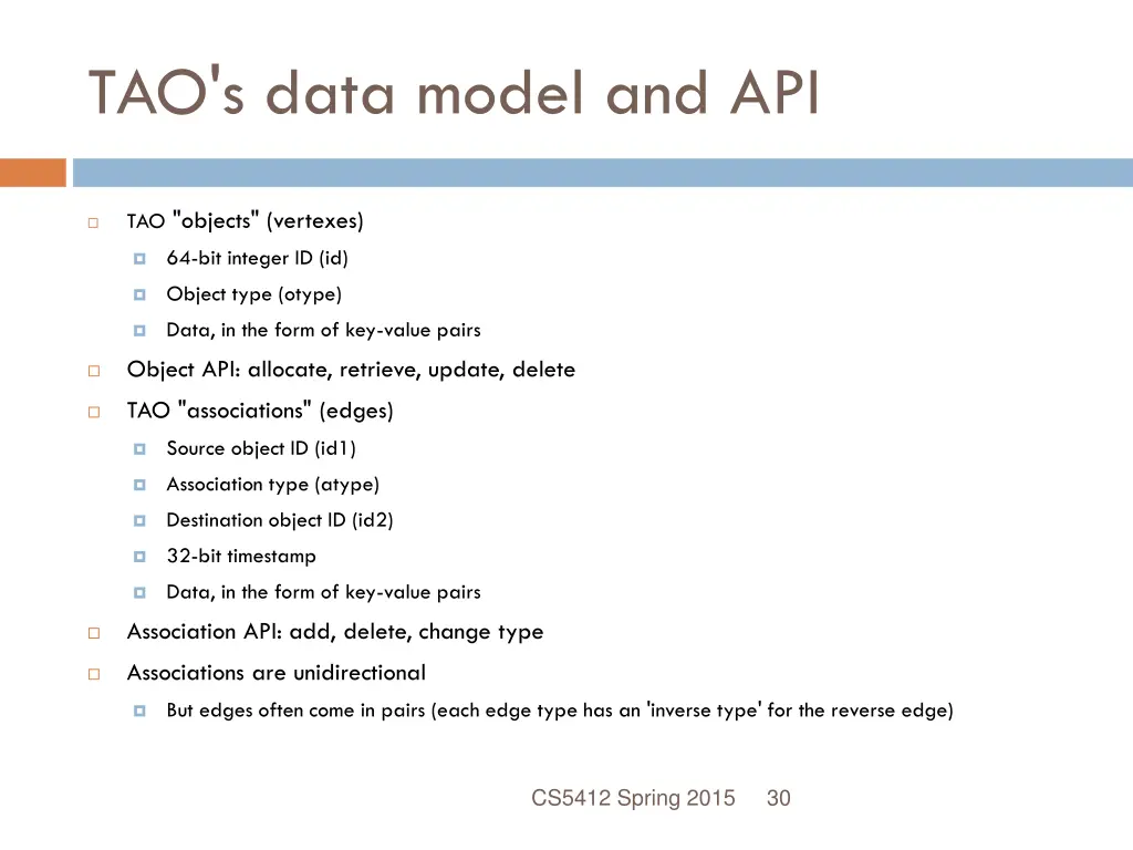 tao s data model and api