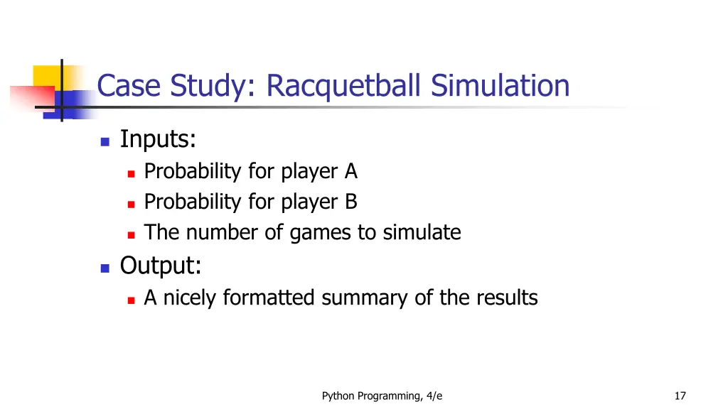 case study racquetball simulation 1