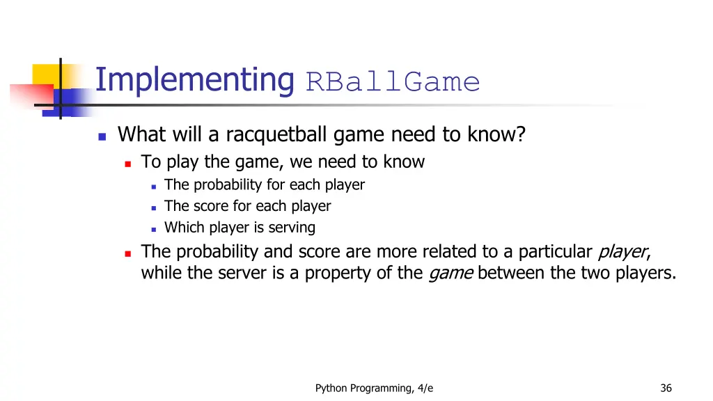 implementing rballgame 1