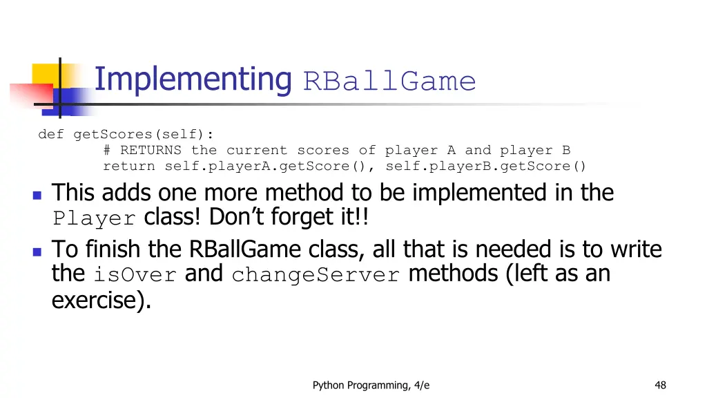 implementing rballgame 13