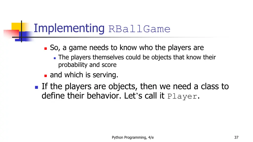 implementing rballgame 2