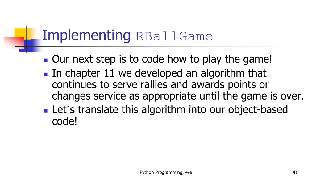 implementing rballgame 6