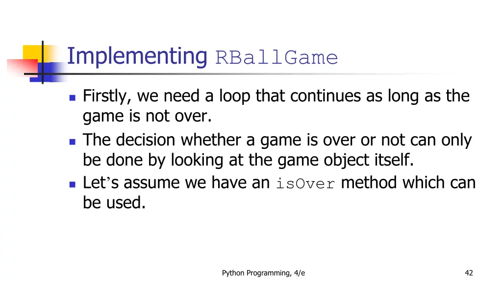 implementing rballgame 7