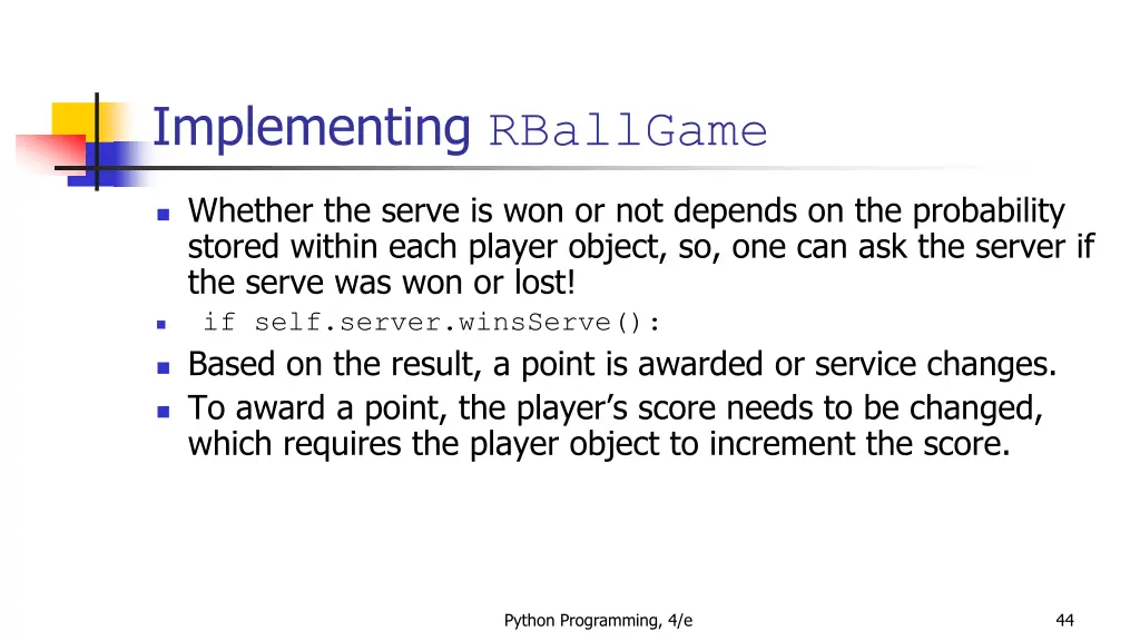 implementing rballgame 9