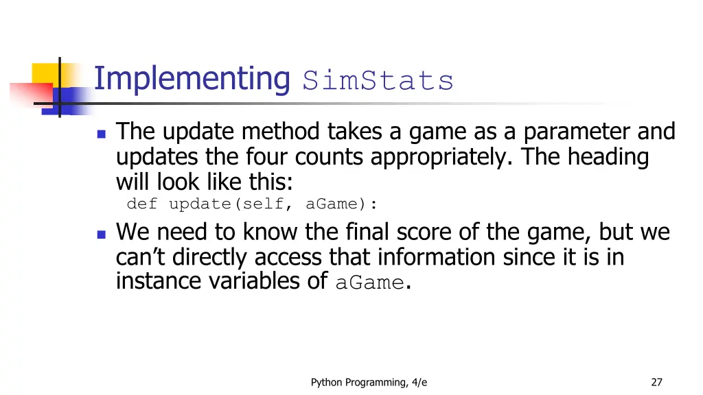 implementing simstats 1