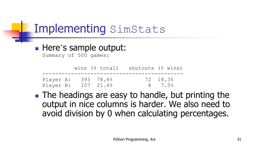 implementing simstats 5