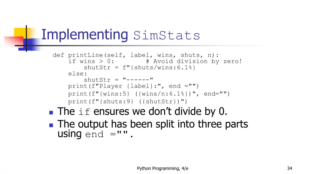 implementing simstats 8