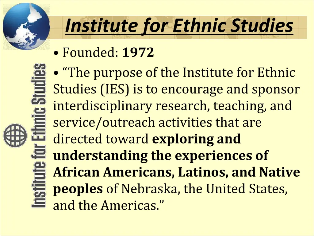 institute for ethnic studies founded 1972