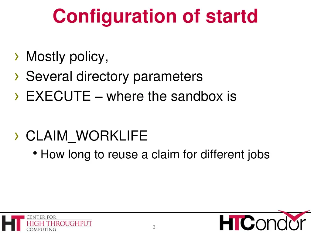 configuration of startd