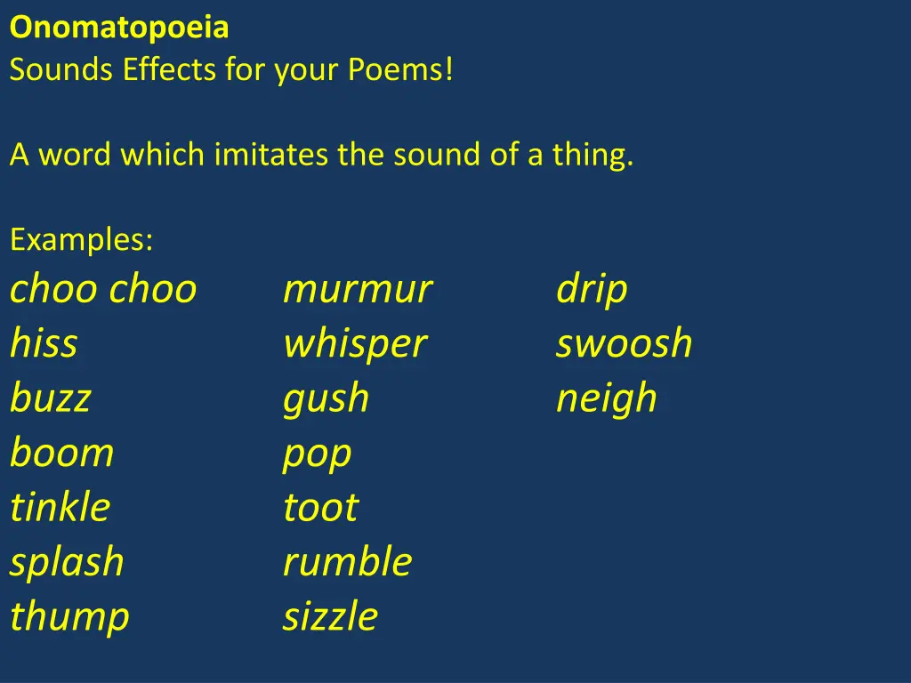 onomatopoeia sounds effects for your poems