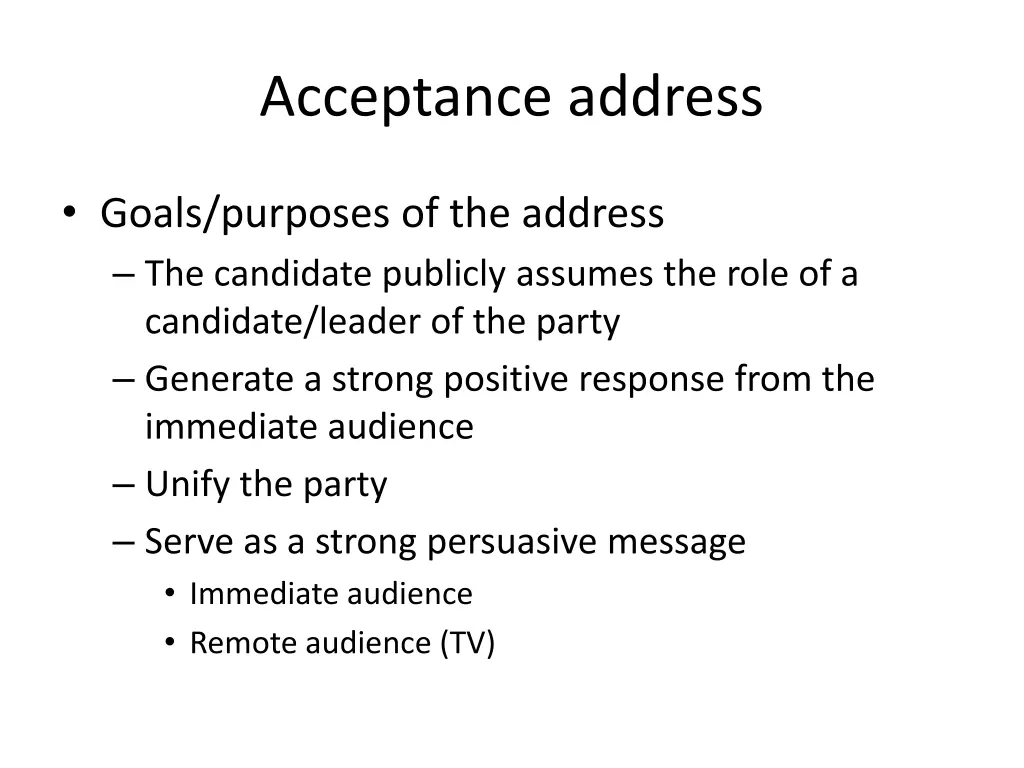 acceptance address