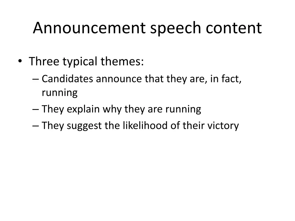 announcement speech content