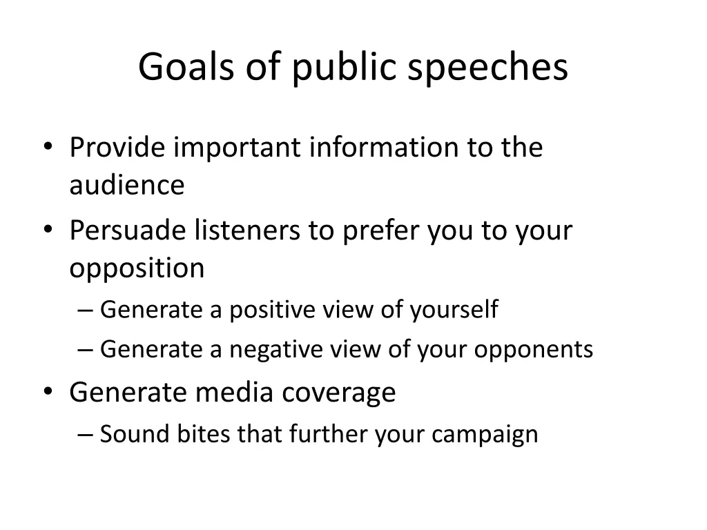 goals of public speeches