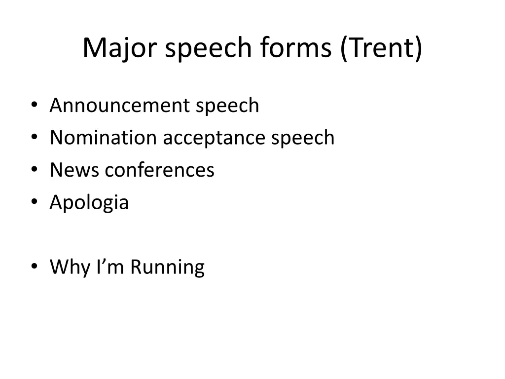 major speech forms trent