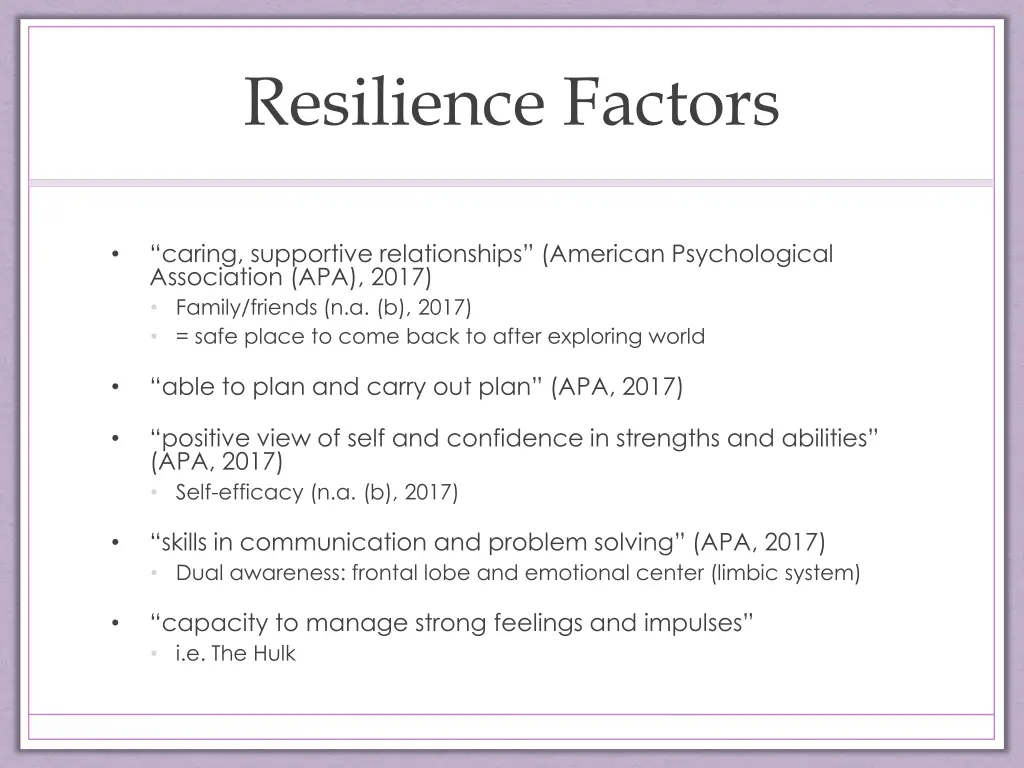 resilience factors