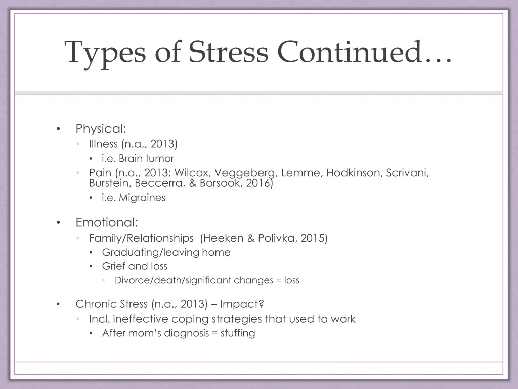 types of stress continued