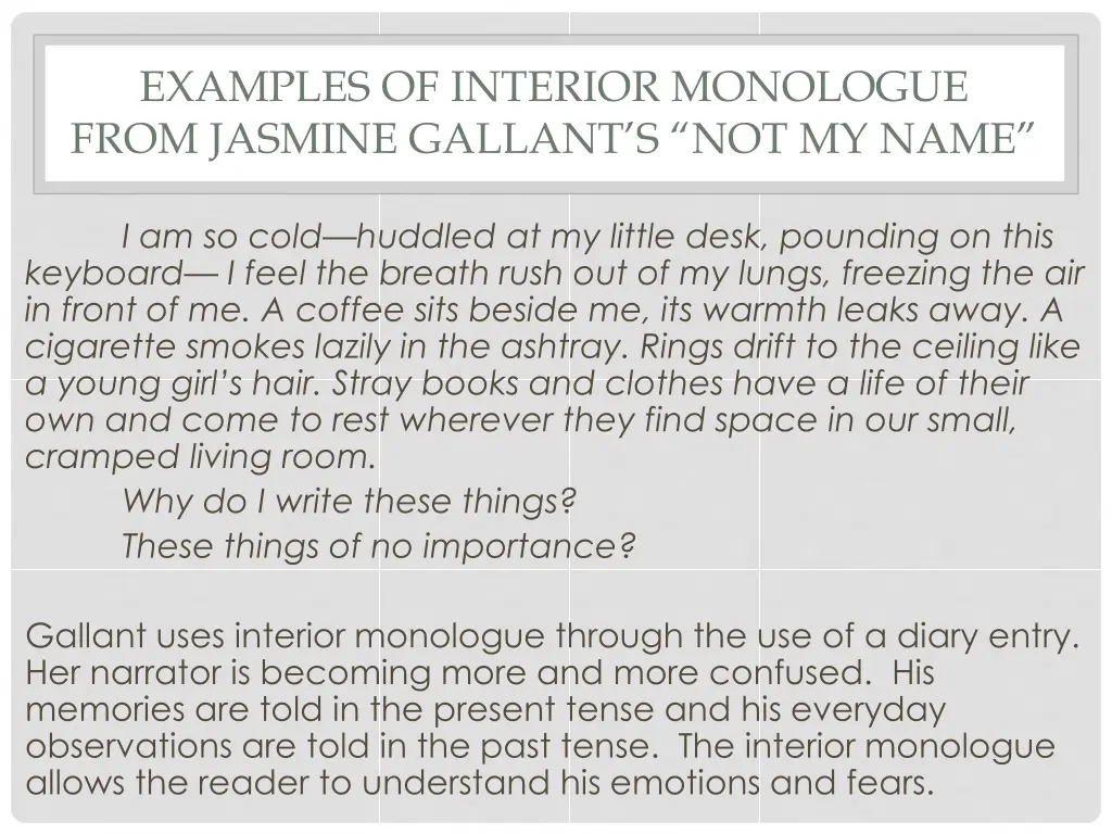 examples of interior monologue from jasmine