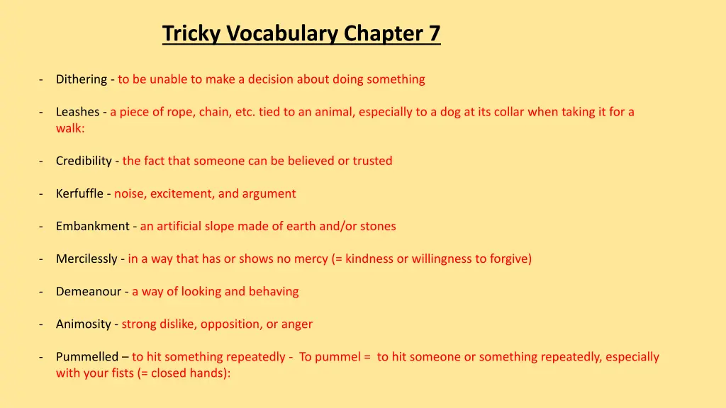 tricky vocabulary chapter 7