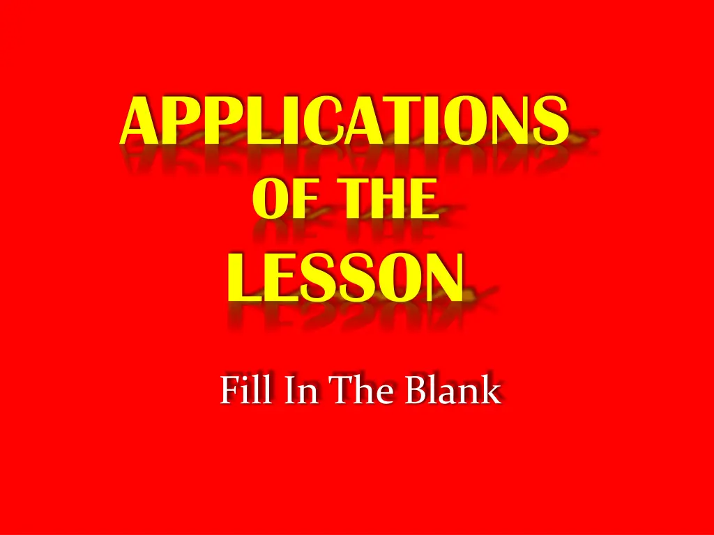 applications of the lesson