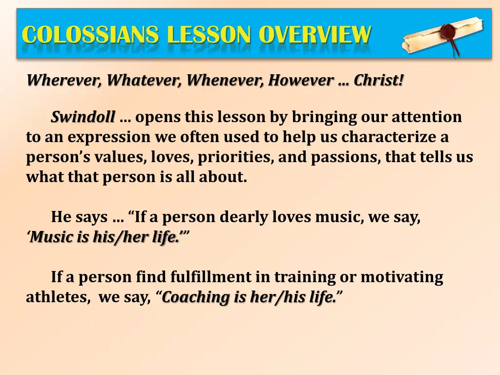 colossians lesson overview