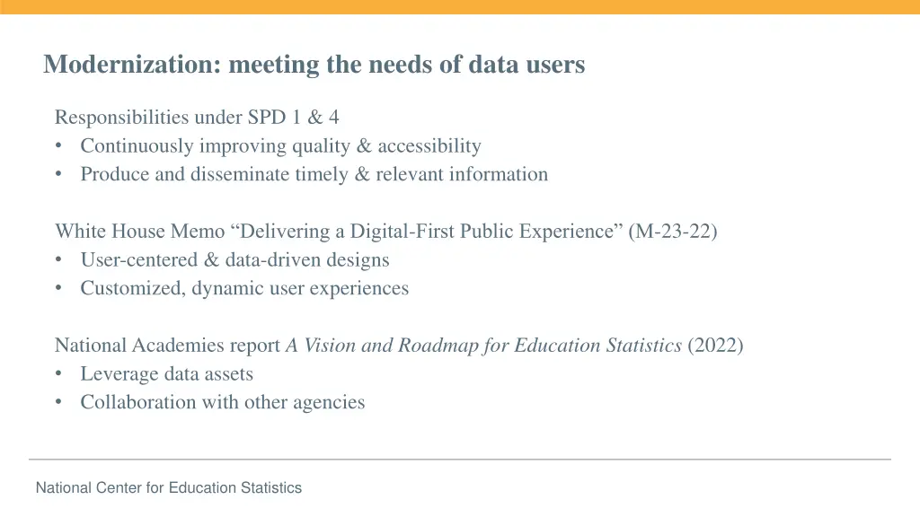 modernization meeting the needs of data users