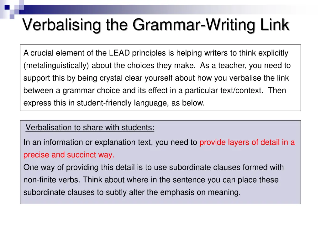 verbalising the grammar writing link