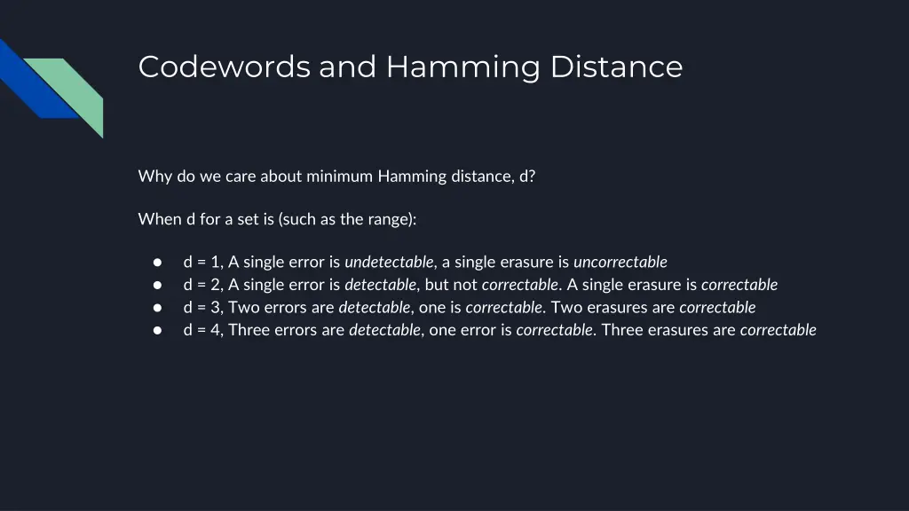 codewords and hamming distance 2