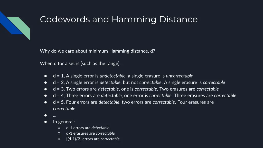 codewords and hamming distance 3