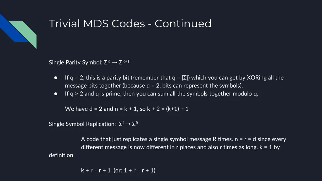 trivial mds codes continued