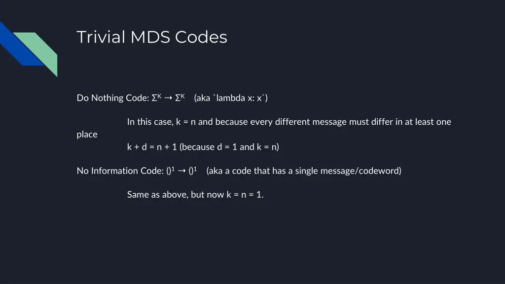 trivial mds codes