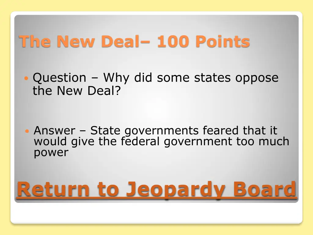 the new deal 100 points