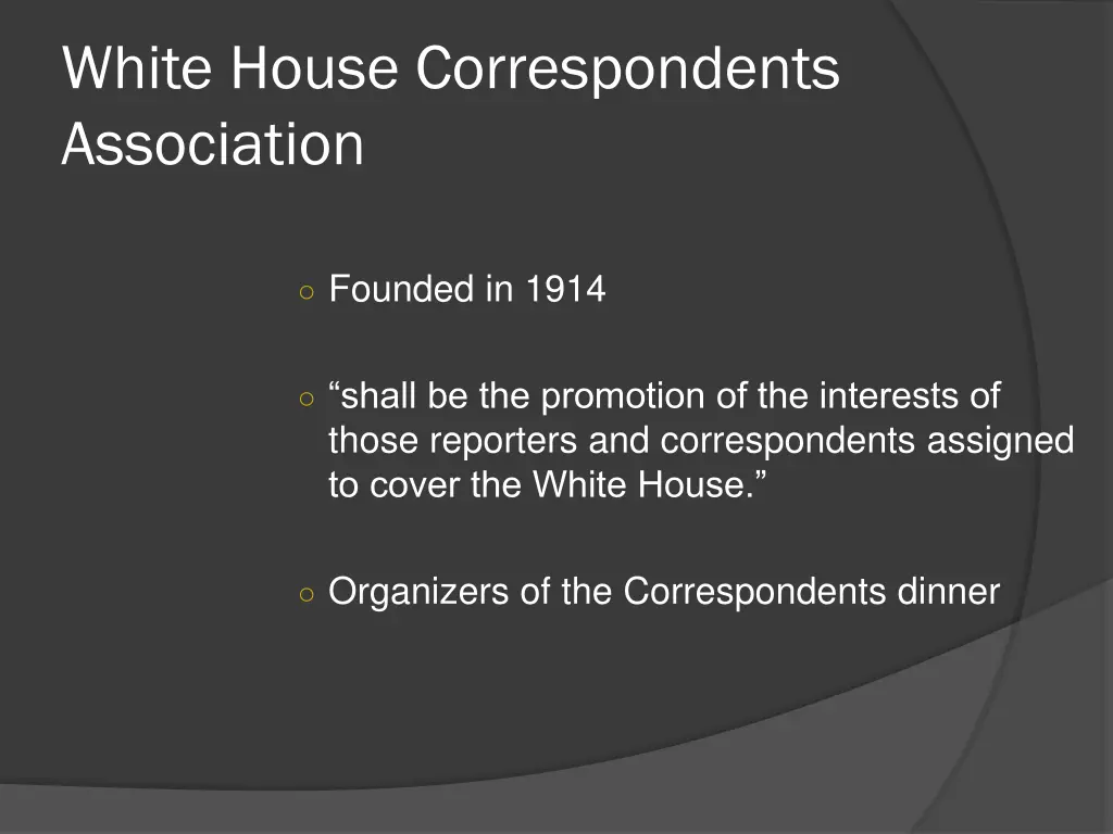 white house correspondents association