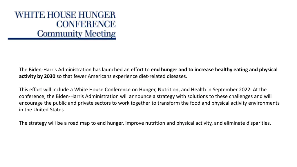 white house hunger conference community meeting