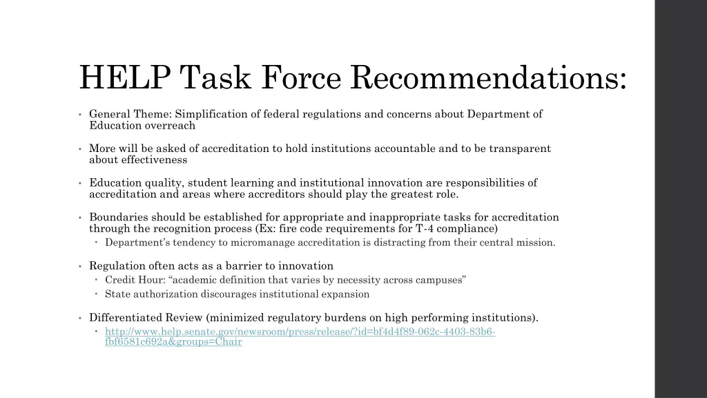 help task force recommendations