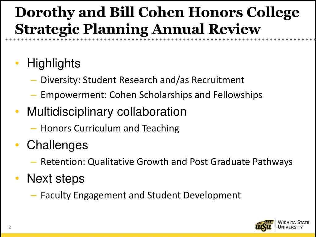 dorothy and bill cohen honors college strategic