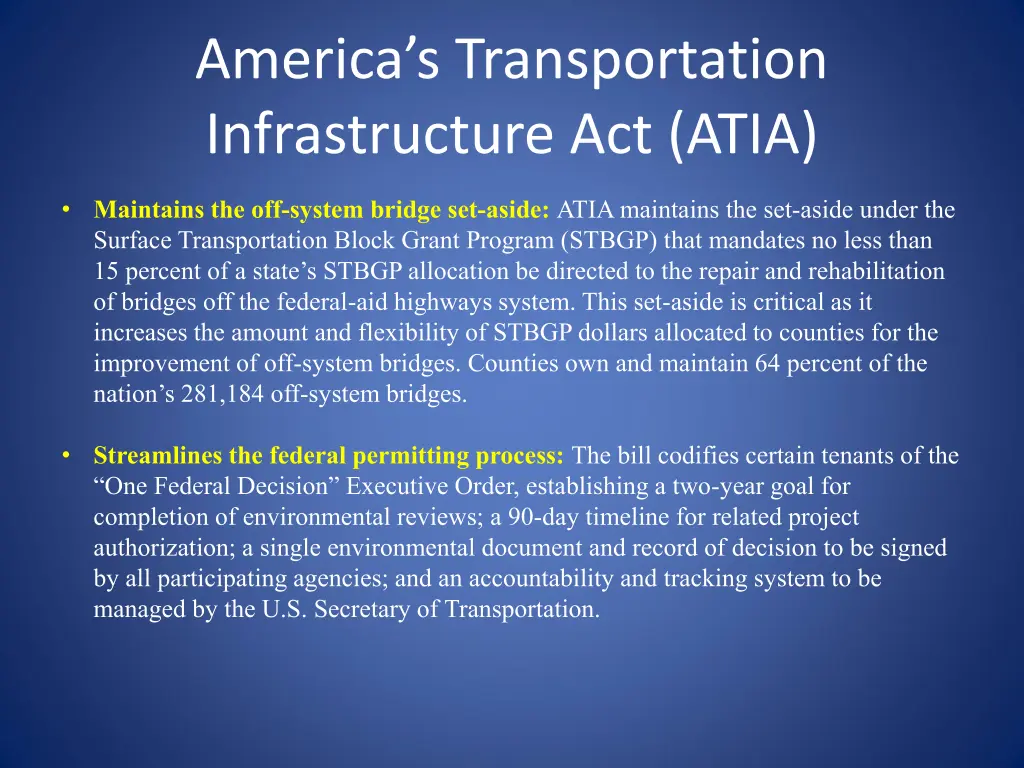 america s transportation infrastructure act atia 1