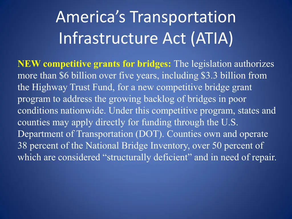 america s transportation infrastructure act atia 2