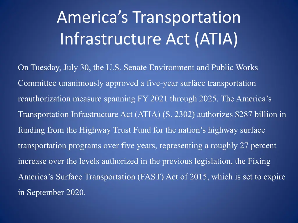 america s transportation infrastructure act atia