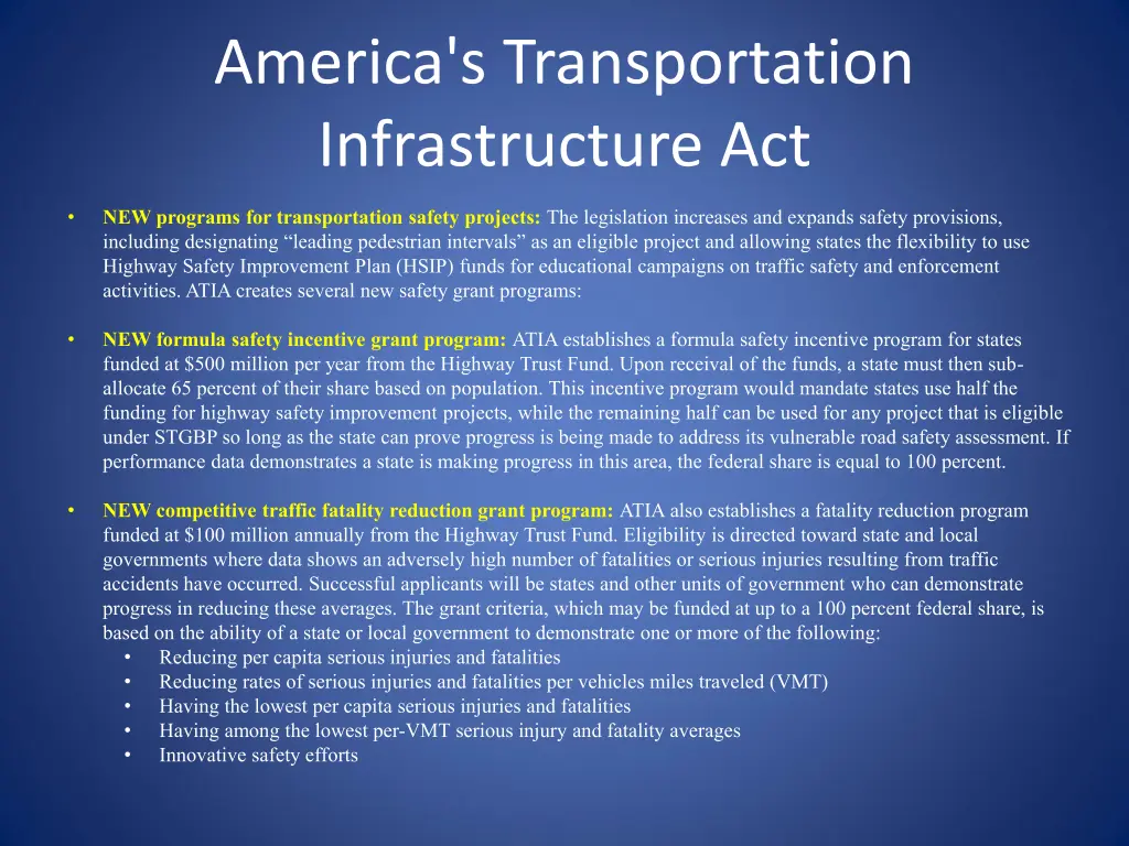 america s transportation infrastructure act