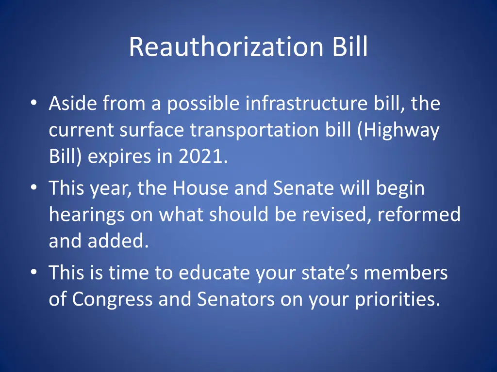 reauthorization bill