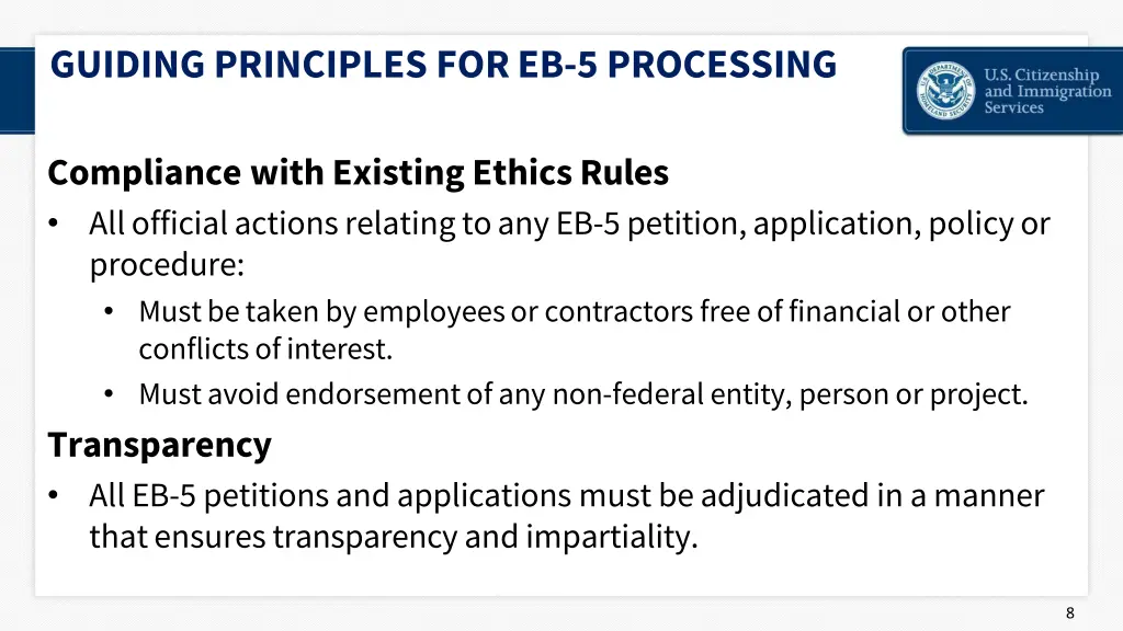 guiding principles for eb 5 processing