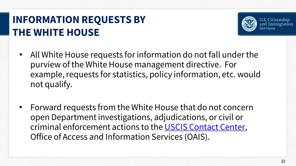 information requests by the white house 2