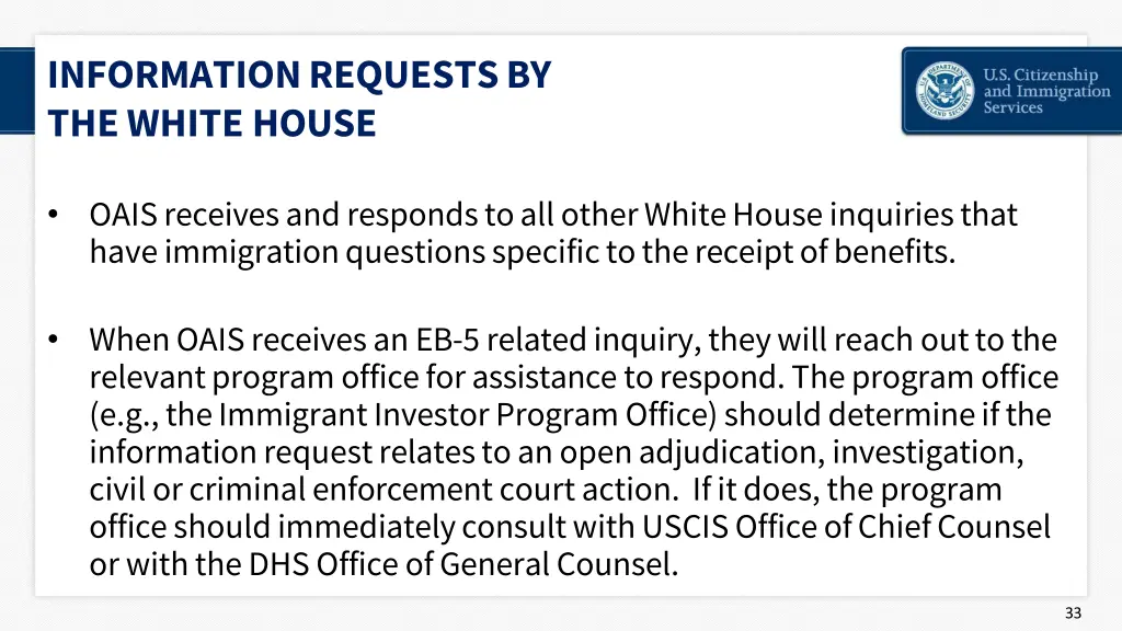 information requests by the white house 3