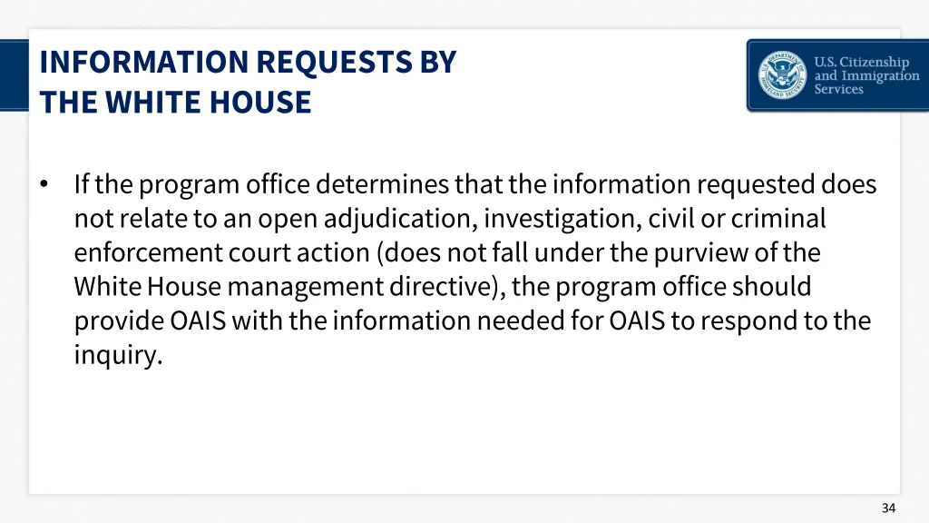 information requests by the white house 4