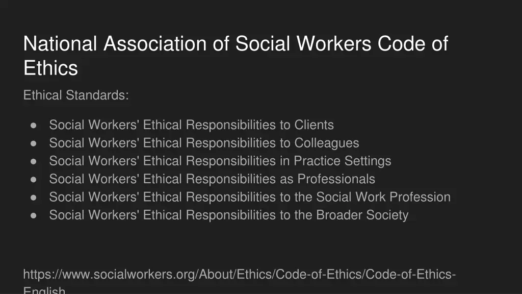 national association of social workers code 1