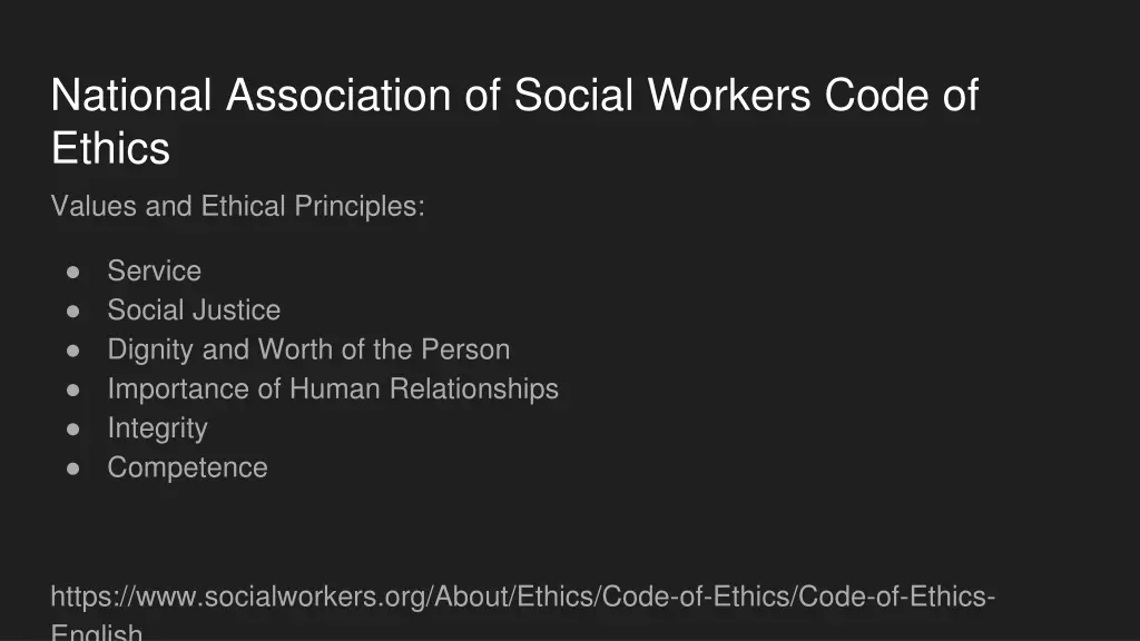 national association of social workers code