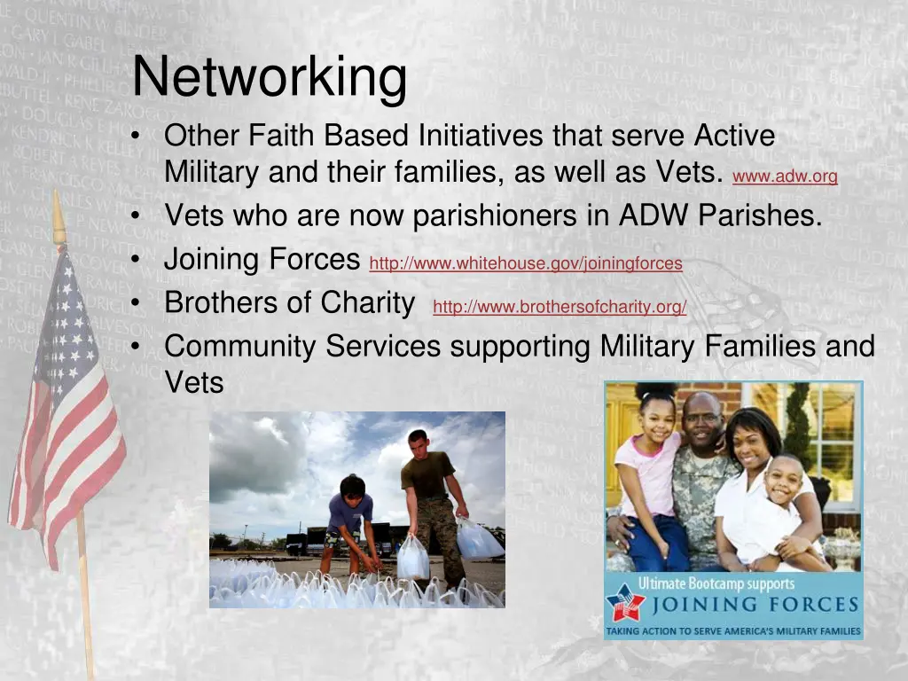 networking other faith based initiatives that