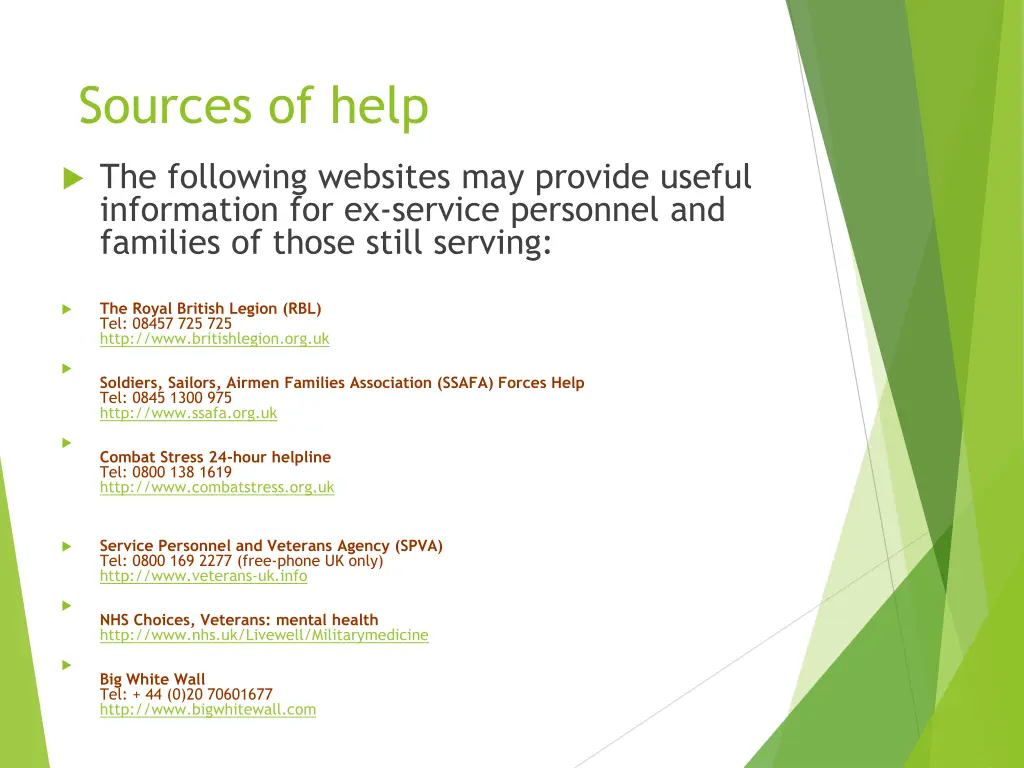 sources of help