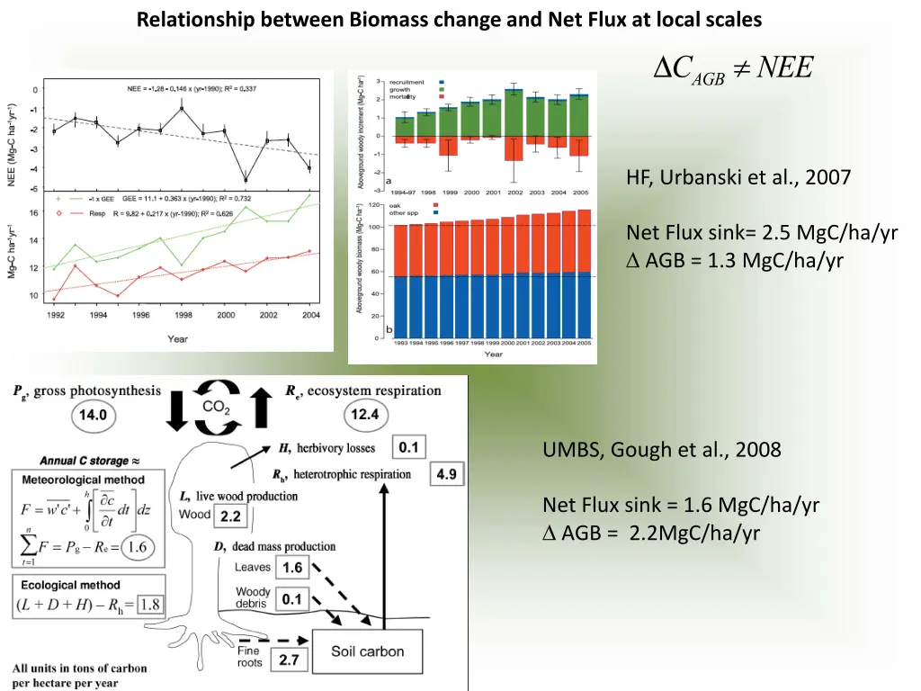 relationship between biomass change and net flux